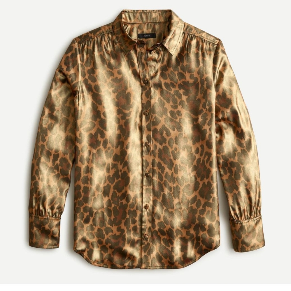 J. Crew size 4 Button up Shimmer Leopard Blouse